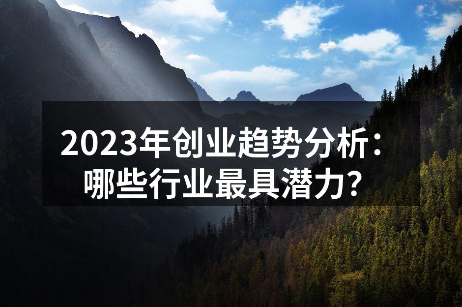 2023年创业趋势分析：哪些行业最具潜力？
