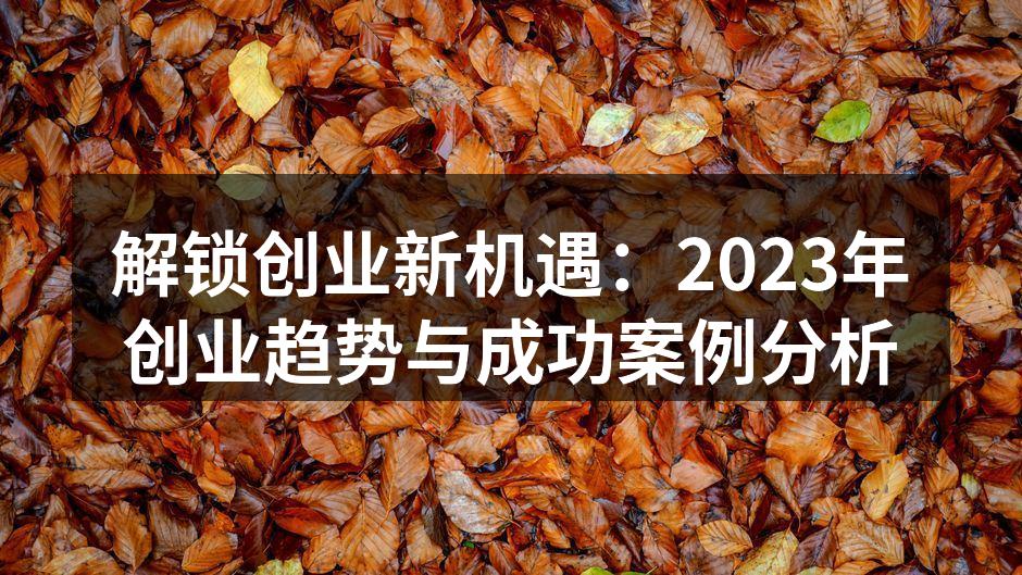 解锁创业新机遇：2023年创业趋势与成功
